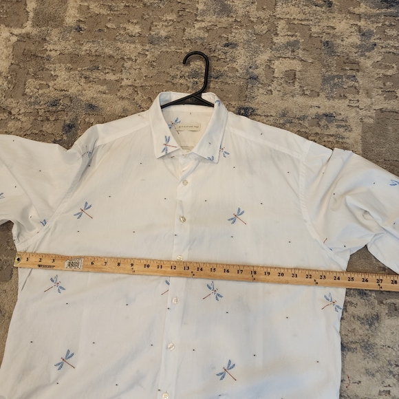 Etro Dragonfly Embroidered Coupe Long-Sleeve Button White Shirt Size Italy 44 XL - Picture 7 of 16